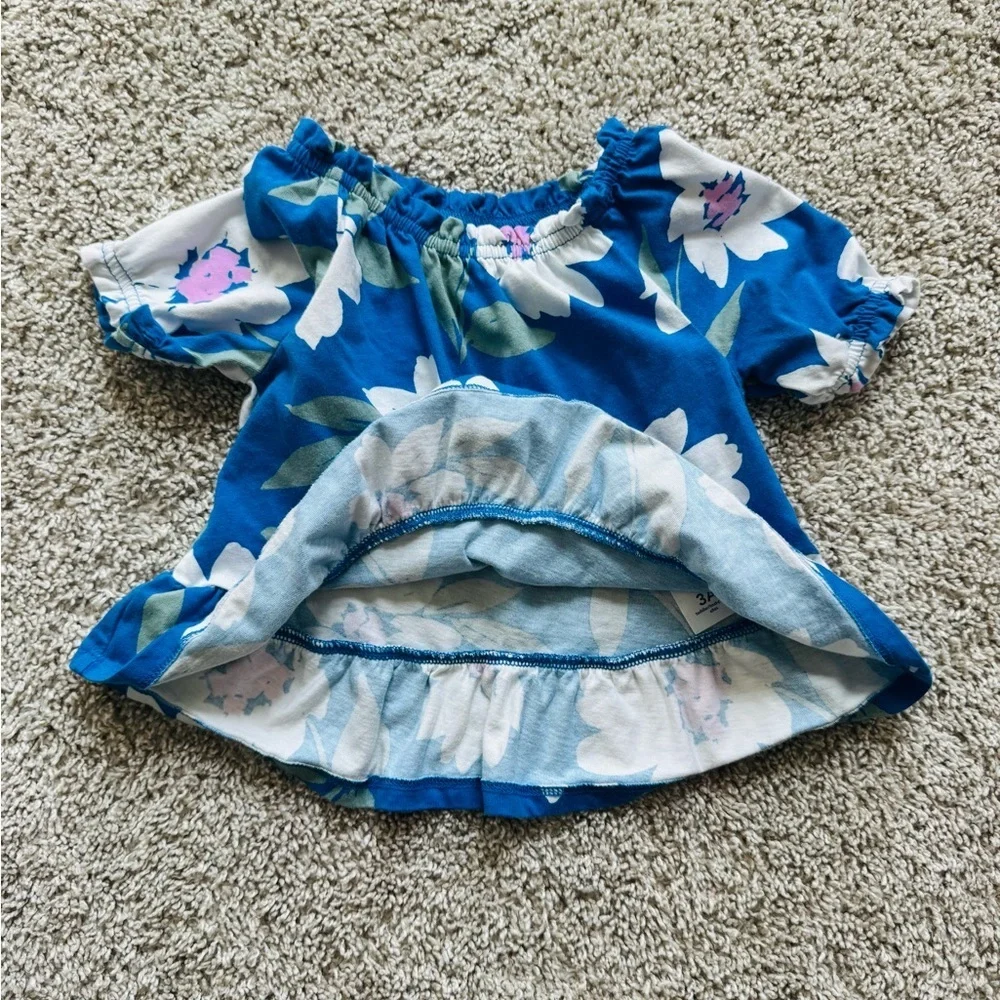 Carter's Royal Blue Floral Peplum Top with White & Pink Accents